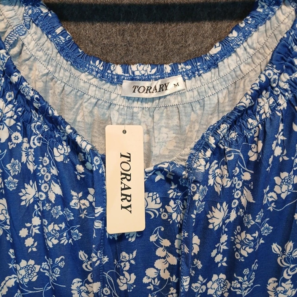 NWT Torary Med floral soft girl cottagecore peasant sundress stretchy pockets. - Picture 2 of 5